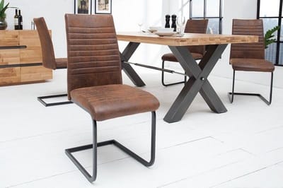 industrieele sledestoel APPARTEMENT antiek bruin met metalen frame - 39377