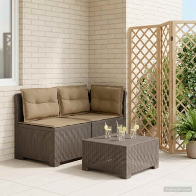 vidaXL - Twee-zits - Tuin - Sofa - met - Kussens - Rieten - Look - 2-zits - PP