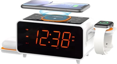 Wekkerradio - Zwart - Draadloos opladen - Bluetooth-luidspreker - Voor Thuisgebruik