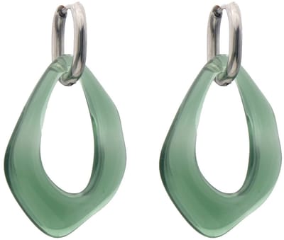Oorbellen - RVS - acryl hanger - 4,5x2,5 cm - groen