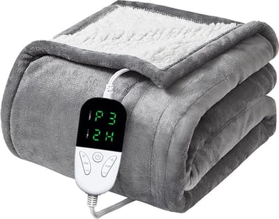 Quality Heating Elektrische omslagdeken - Warmtedeken - 1 persoons - 180x150 cm - Fleece - Grijs