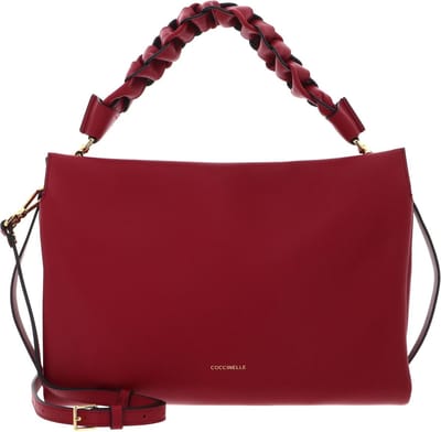 COCCINELLE Leren Handtas Schoudertas Boheme Grana Double Hand Bag Sangria / Skin (rood)paars