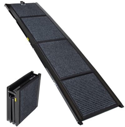 Opklapbare hondenladder voor auto's - 180 cm lang - draagbaar - voor grote honden - antislip tapijtoppervlak - belastbaar tot 110 kg
