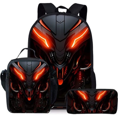 Mechanische Robots Print Drie Delige Rugzakken Set voor Jongens en Meisjes Beste Cadeaus 2D Platte Cartoon Schooltas voor Kinderen