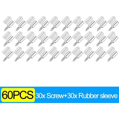 200x Zelfborende schroef Kast Plankdrager Laminaatsteun met Rubberen Huls Antislip Laag Glazen Plaat Houder Vaste Schroef