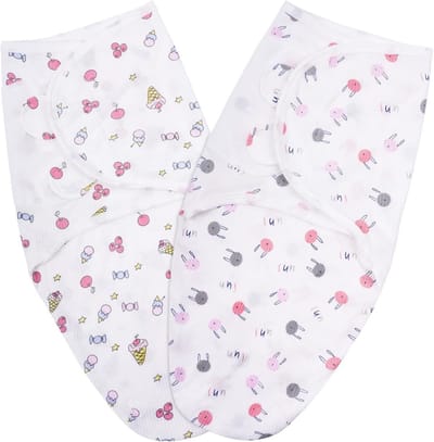 2 Stuks Geboortewrap Baby Katoen Organisch Universeel Verstelbaar 0-3 Maanden