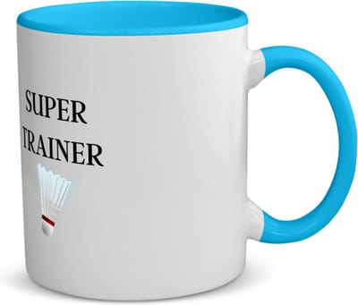 Akyol - super trainer koffiemok - theemok - blauw - Sport - coach - badminton - trainer - geschenk - verjaardag - love gift - 350 ML inhoud