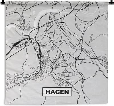Wandkleed - Wanddoek - Stadskaart - Duitsland - Plattegrond - Hagen - Kaart - 180x180 cm - Wandtapijt