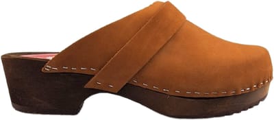 Dina Zweedse klompen - Tuinklompen - Thuisklompen - Dames klompen - Cognac met Nubuck leer - maat 42