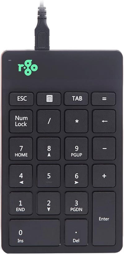 Ergonomisch Draadloos Numeriek Toetsenbord met USB-C, Met Pauze Software