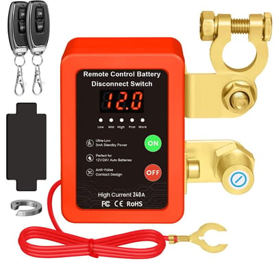 Batterijschakelaar Afstandsbediend - Accu Ontkoppelaar - Voertuig Stroombeheer - Automatische Uitschakeling - 12V 240A