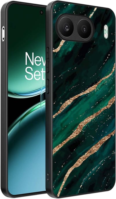 Smartphonica Telefoonhoesje Geschikt voor OnePlus Nord 4 met marmer opdruk - TPU backcover case marble design - Groen Goud geschikt voor OnePlus Nord 4