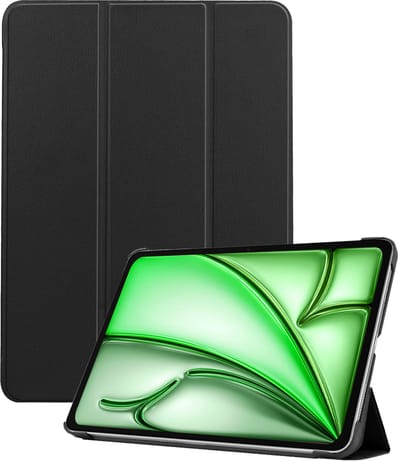 Hoesje Geschikt voor Apple iPad Air M3/M4 (2025/2026) - 11 inch - Dun & Stevig - Trifold Bookcase - Hard Cover - Hardcover Book Case - Tablet Hoes - Zwart