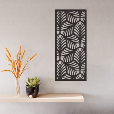 Wanddecoratie Bladeren Paneel - Muurdecoratie Bladeren - Muurdecoratie Hout - Wanddecoratie Hout - Muurdecoratie Woonkamer - Wanddecoratie Woonkamer - Wanddecoratie Industrieel - Wanddecoratie Natuur - Home Decor - Wall Line Art - 49 x 21.5 cm
