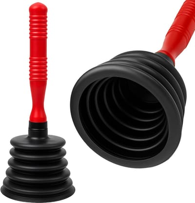 Afvoerreiniger - Gootsteen ontstopper - Verstoppingen verwijderen - Krachtige zuigkracht - 29 cm lengte - Rood