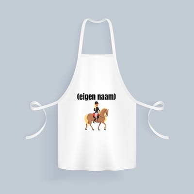 Akyol - paardrijder vrouw met eigen naam Keukenschort - Paarden - paarden liefhebbers - iemand die houdt van paarden - verjaardag - cadeau - kado - 82 bij 71 cm