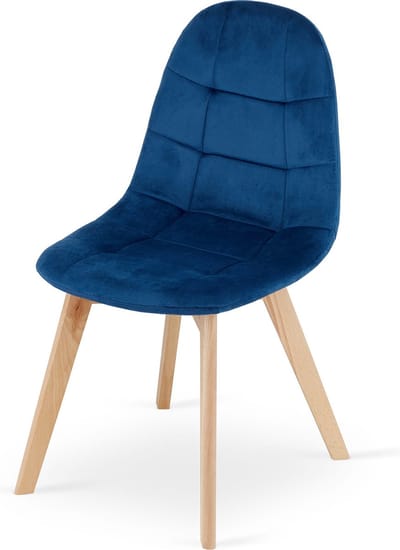 BORA Stoel - Donkerblauw Velvet, Houten Poten, Functioneel Ontwerp en Comfortabele Zitting voor Woonkamer, Keuken, Slaapkamer en Eetkamer, Max. 120 kg