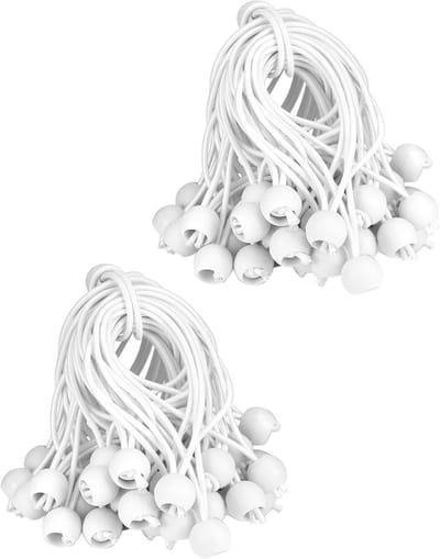 100 Stuks Bungee Cords met Bal, 15 cm, Witte Elastische Touwen voor Kamperen, Tent, en Huishoudelijk Gebruik