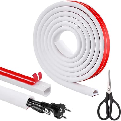 3 meter kabelgoot zelfklevend, flexibele kabelslang wit halfrond, kabelgoot voor wand voor kabelbescherming, kabelverstopper buitengebied weerbestendig, kabelschacht voor huishouden, 15 mm × 10 mm