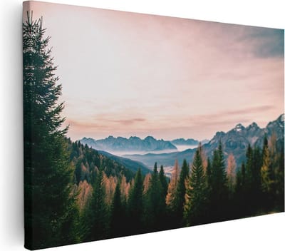 Artaza Canvas Schilderij Bos - 30x20 cm - Klein - Wanddecoratie Herfst - Muurdecoratie Bergen - Schilderijen Op Canvas Landschap