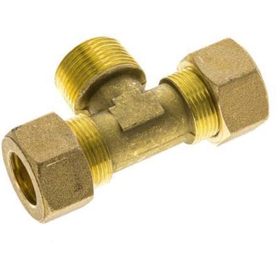 R 3/4'' Buitendraad x 18mm Messing T-stuk Knelfitting 67 Bar DIN EN 1254-2 - FL3T-MO-B-034R-18