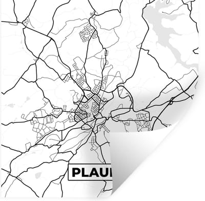 Muurstickers - Sticker Folie - Plauen - Plattegrond - Kaart - Stadskaart - 100x100 cm - Plakfolie - Muurstickers Kinderkamer - Zelfklevend Behang XXL - Zelfklevend behangpapier - Stickerfolie
