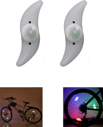 Spaakverlichting Fiets met drie Verschillende Standen Groen 2 Stuks – 13x4x2cm | Lampjes voor Fietswiel