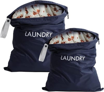 SnelShoppen - 2 Stuks Waterdichte Waszakken 45 x 60 cm en 35 x 55 cm met Rits, Vouwbare Waszakken voor Vuile Was, Ideaal voor Reizen en Vakantie, Makk