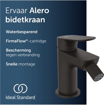 Ideal Standard Alero bidetkraan, met afvoer, waterbesparend – Matzwart