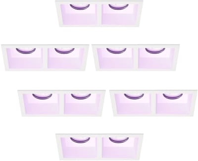 Ledvion – 6x Smart LED Inbouwspot Dubbel Vierkant 162x150x175mm – Wit – Dimbaar – GU10 – RGB+CCT – 4.9W – IP20