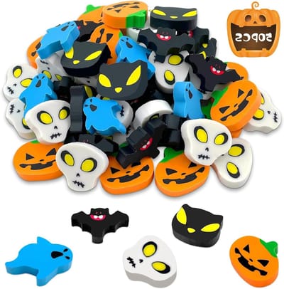 Mini Halloween Gummetjes - 50 Stuks in Pompoen en Schedel Vorm - Perfect voor Kinderen en Stationery Geschenk
