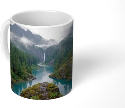 Mok - Koffiemok - Waterval - Bomen - Bergen - Mokken - 350 ML - Beker - Koffiemokken - Theemok
