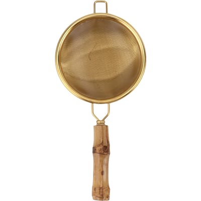 Theezeef met Handvat Makkelijk Schoon te Maken Grote Capaciteit Roestvrij Staal Kung Fu Thee Filter Thee Bamboo goud