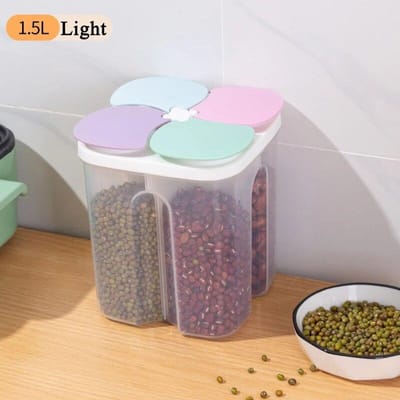 Keuken Granen Opbergdoos Plastic 4 Roosters Granen Verzegelde Pot Voedsel Container Vochtbestendige Graan Tank Vers Houden doos