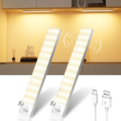 Draaibare LED Verlichting met Bewegingssensor voor Keukenkast - 2 Stuks, Warm Wit Licht