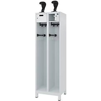 C+P Brandweerkast Evolo, model PRAKTUS, 2 vakken, H 1850 x B 600 x D 500 mm, poten, lichtgrijs