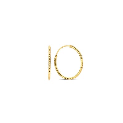New Bling 9NB-0994 Zilveren Oorringen - Dames - Gediamanteerd - 16 mm Doorsnee - 1,2 mm Dikte - Zilver - Gold Plated (Verguld/Goud op Zilver)