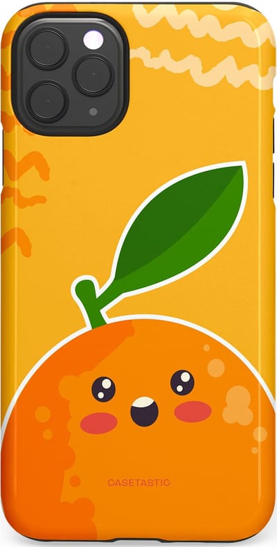 Casetastic Hoesje Geschikt voor Apple iPhone 11 Pro Max - Stijlvolle Beschermende Duo-layer Case - Vrolijke Sinaasappel