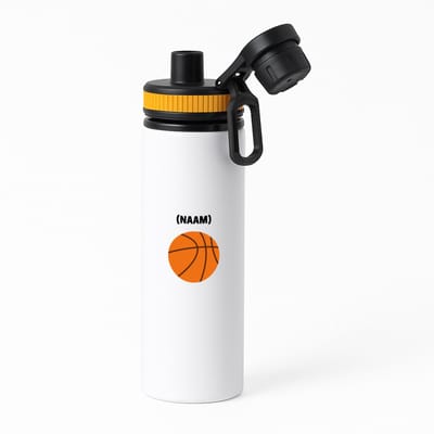 Hacebo® - Basketbal met eigen naam waterfles met draaidop oranje - Basketbal - Basketballer - Sport - water fles - 850ML