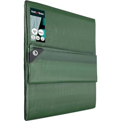 KOTARBAU® Afdekzeil - Polyethyleen - 3x3 m - Olijfgroen - 110 g/m² - Waterdicht - Zeil Afdekking - Beschermzeil voor Meubels - Afdekzeil uv-bestendig