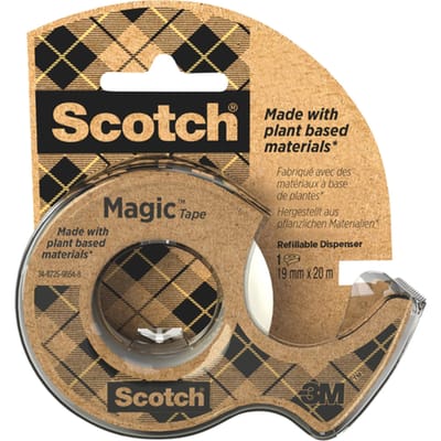 Plakband Scotch Magic 919 19mmx20m transparant + gerecyclede afroller