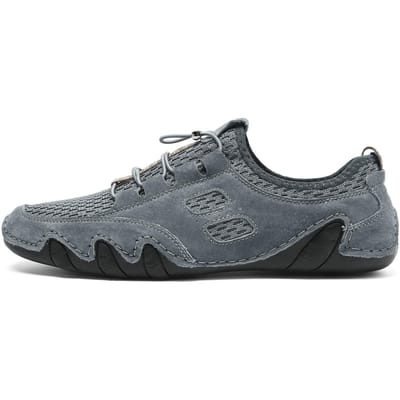 Zomer Ademende Heren Casual Sneaker plus Maat Naaien Leer Mesh Schoenen Modieuze Herenschoenen 48 gray