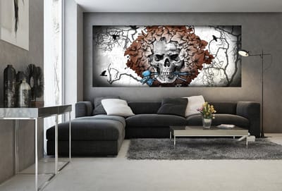 Alchemy Skull Flowers Tattoo Photo Wallcovering