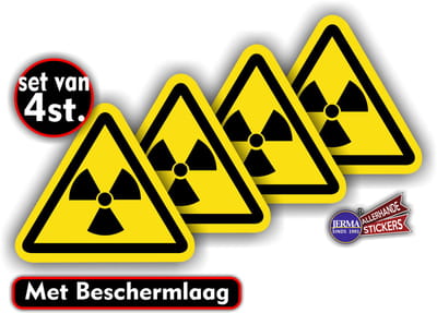 Jerma - Radioactieve stoffen - Sticker - ISO norm - Vinyl - 10 cm br - Weerbestendig - Zelfklevend
