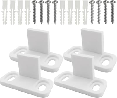 4 Sets Swing Stop voor Stabiele Deuren, Kastdeuren en Vloergidsen - Oscillerende Sluiting, Wit, Carbonstaal