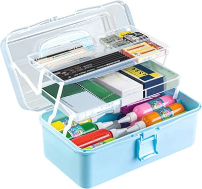Opbergdoos voor Medicijnen en Kleine Voorwerpen - Multfunctionele Organizer met 3 Niveaus en Draaggreep - 33 x 19 x 17,5 cm