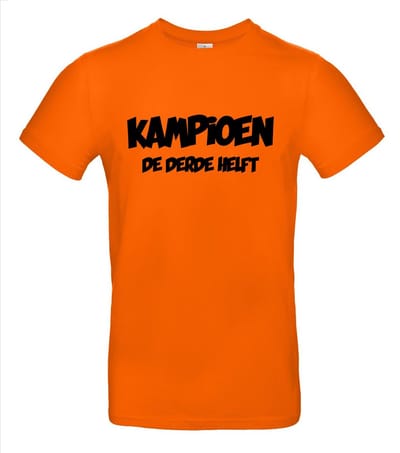 Kampioen de derde helft T-shirt - 100% Katoen - Maat XS - Classic Fit - Oranje