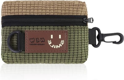 Mini Portemonnee van Corduroy met Rits en Sleutelhanger, Compacte Tas voor Dagelijks Gebruik, Winkelen, Hardlopen en Reizen, Groene en Khaki Kleur, Minimalistisch Ontwerp
