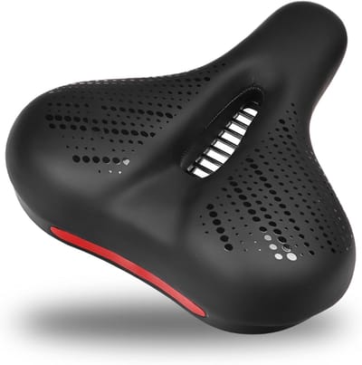 Fietszadel - Fietszadel Unisex - Zadel - Met Pu-Lederen Oppervlak - Ademend - Ademend - Schokabsorberend - Afgerond - Hol En Comfortabel Zadel Voor Mountainbikes - Zwart