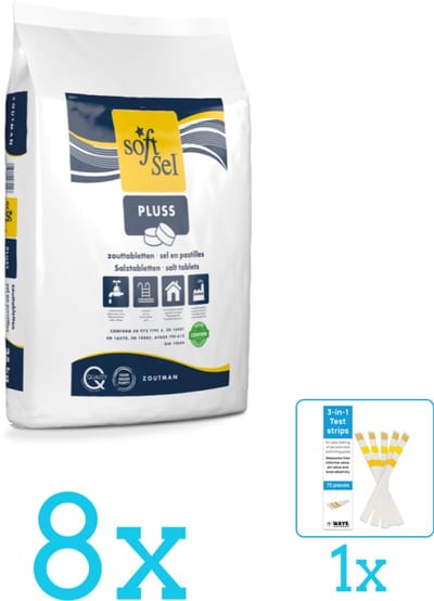 Soft-Sel - Zwembadreinigingsmiddel - Zwembadzouttabletten - 25 kg - Volumebundel - Zwembadzout - 8-delig